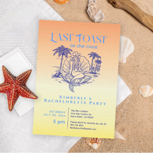 Last Toast Blue Cowgirl Mermaid Bachelorette Party Invitation