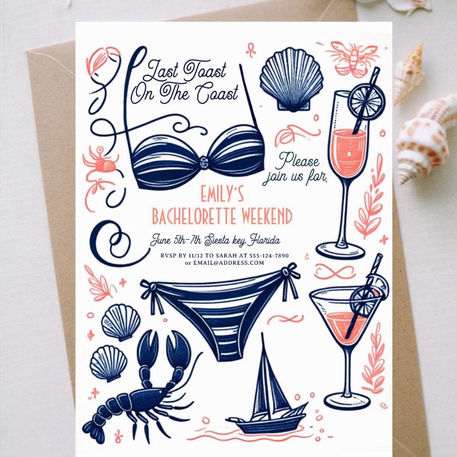Last toast coast Bachelorette Weekend Invitation (Creator Uploaded)