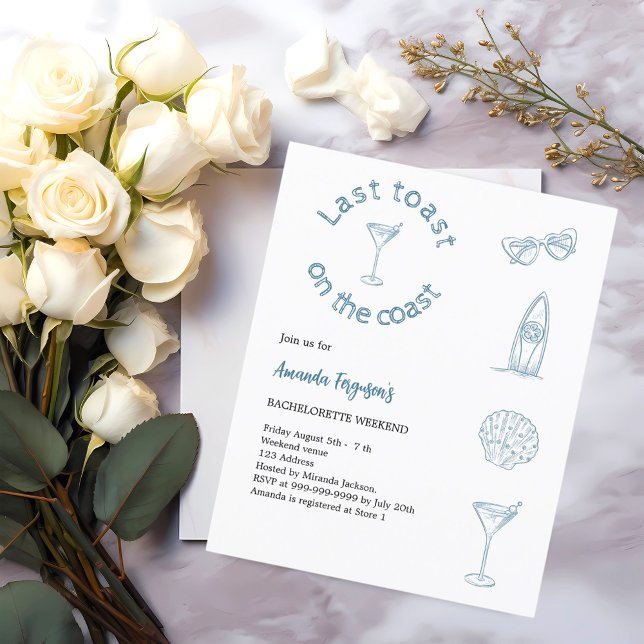 Last toast coast bachelorette weekend invitation (Creator Uploaded)