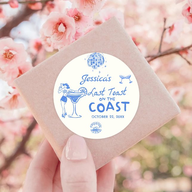 Last Toast Coast Beach Bachelorette Party Classic Round Sticker (Creator Uploaded)