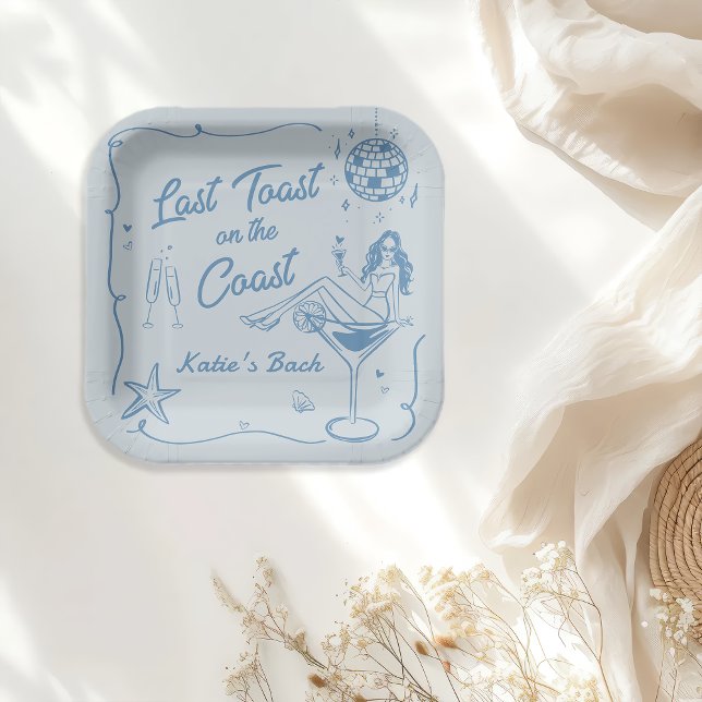Last Toast Coast Beach Bachelorette Party Paper Plate (Creator Uploaded)
