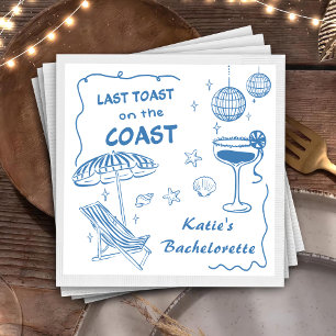 Last Toast Coast Beach Blue Bachelorette Party Napkin