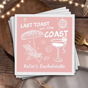 Last Toast Coast Pink Handdrawn Bachelorette Napkin
