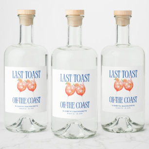 Last Toast on the Coast Aperol Spritz Bachelorette Liquor Bottle Label