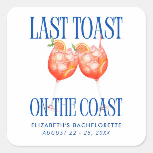 Last Toast on the Coast Aperol Spritz Bachelorette Square Sticker