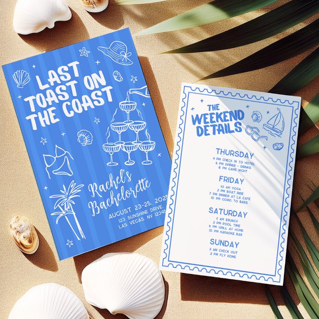 Last Toast on the Coast Bachelorette Itinerary Invitation (Creator Uploaded)