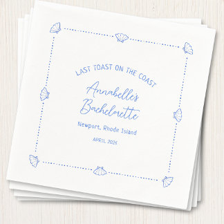 Last Toast on the Coast Bachelorette Party Blue Napkin