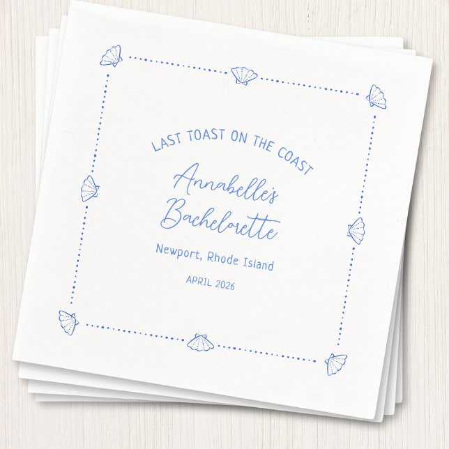 Last Toast on the Coast Bachelorette Party Blue Napkin (Creator Uploaded)