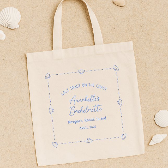 Last Toast on the Coast Bachelorette Party Blue Tote Bag (Creator Uploaded)