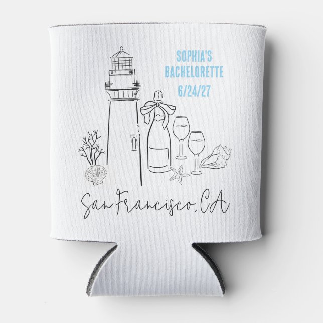 Last Toast on the Coast Bachelorette Party Can Cooler (Front)