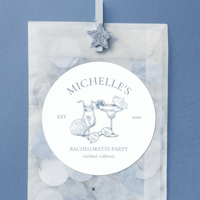 Last Toast On The Coast Bachelorette Party Classic Round Sticker (Creator Uploaded)