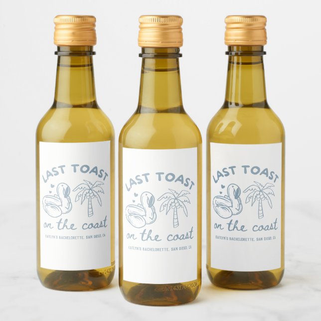 Last Toast on the Coast Bachelorette Party Favour Wine Label (Bottles)
