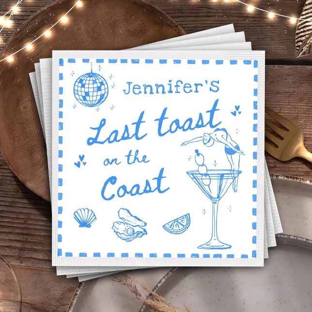 Last Toast on the Coast Bachelorette Party Napkin (Creator Uploaded)