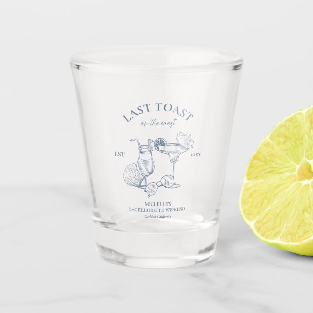 Last Toast On The Coast Bachelorette Party Shot Glass (Front)
