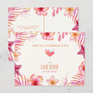 Last Toast on the Coast Bachelorette Pool Party  Announcement Postcard