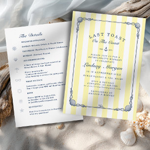 Last Toast on the Coast! Bachelorette Stripe Invitation