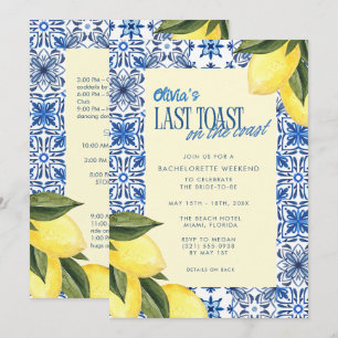 Last Toast on the Coast Bachelorette Weekend  Invitation