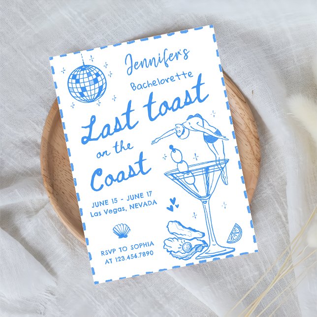 Last Toast On The Coast Bachelorette Weekend Invitation (Creator Uploaded)