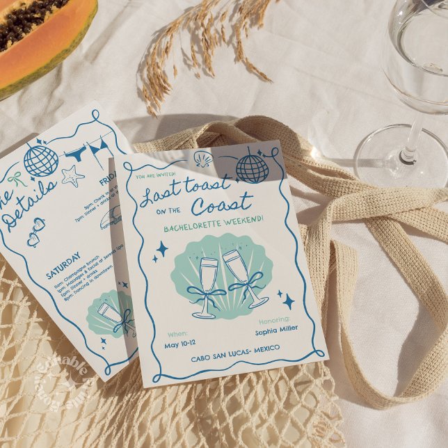 Last Toast on the Coast Bachelorette Weekend Invitation (Last Toast on the Coast Bachelorette Weekend Invitation)