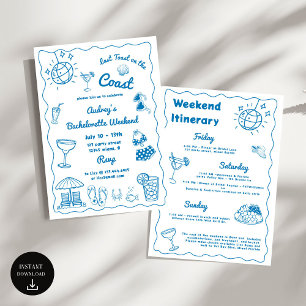 Last Toast On The Coast Bachelorette Weekend Invitation