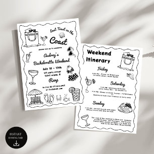 Last Toast On The Coast Bachelorette Weekend Invitation