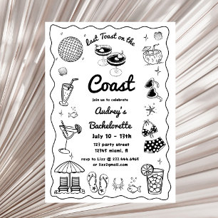 Last Toast On The Coast Bachelorette Weekend Invitation
