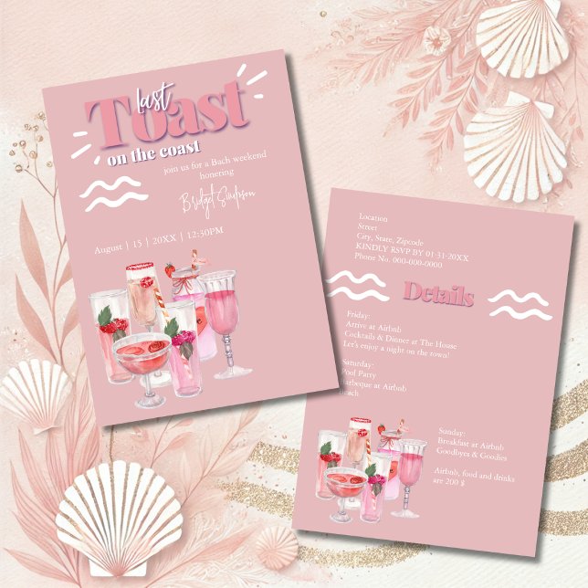 last toast on the coast bachelorette weekend invitation (Creator Uploaded)