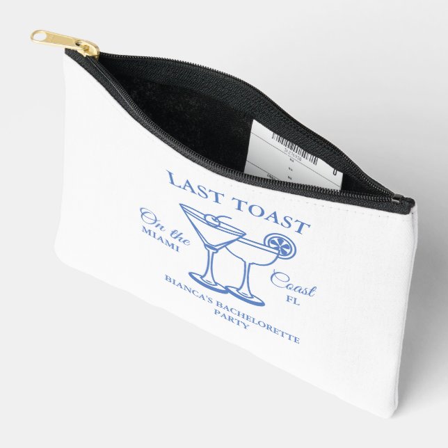 Last Toast on the Coast Bachelorette Weekend Party Accessory Pouch (Open)