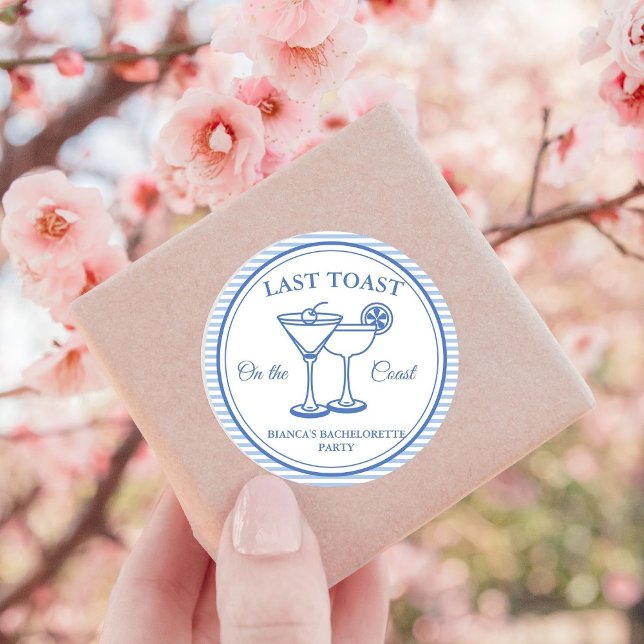 Last Toast on the Coast Bachelorette Weekend Party Classic Round Sticker (Creator Uploaded)