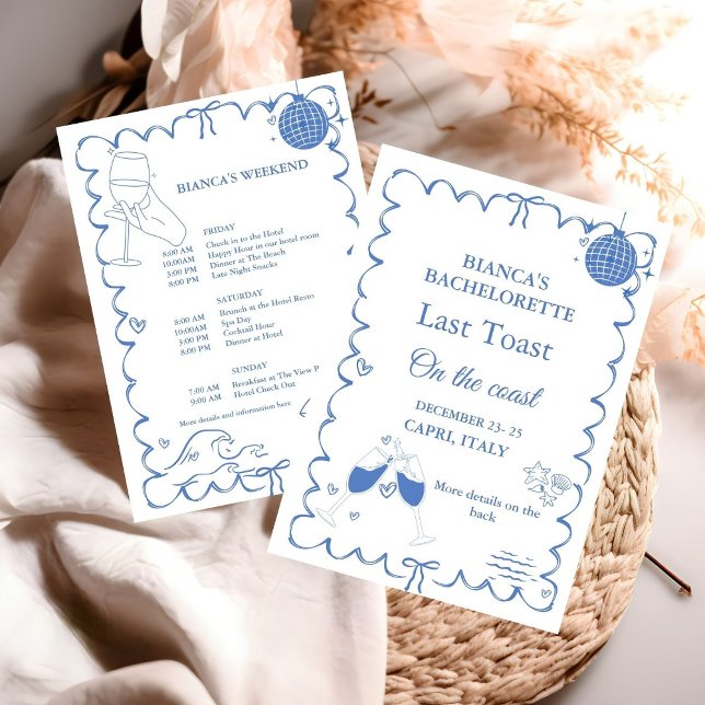 Last Toast on the Coast Bachelorette Weekend Party Invitation (Creator Uploaded)