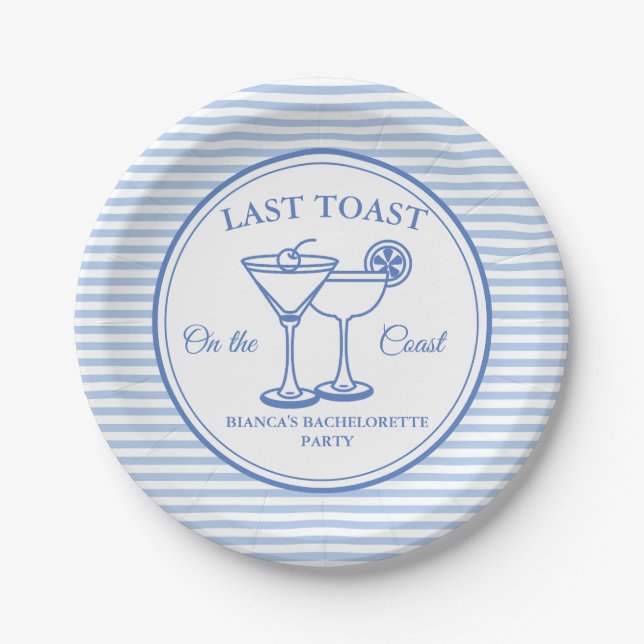 Last Toast on the Coast Bachelorette Weekend Party Paper Plate (Front)