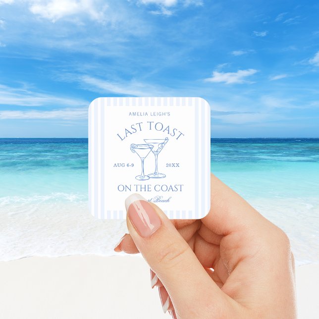 Last Toast on The Coast Bachelorette Weekend Square Sticker (Creator Uploaded)