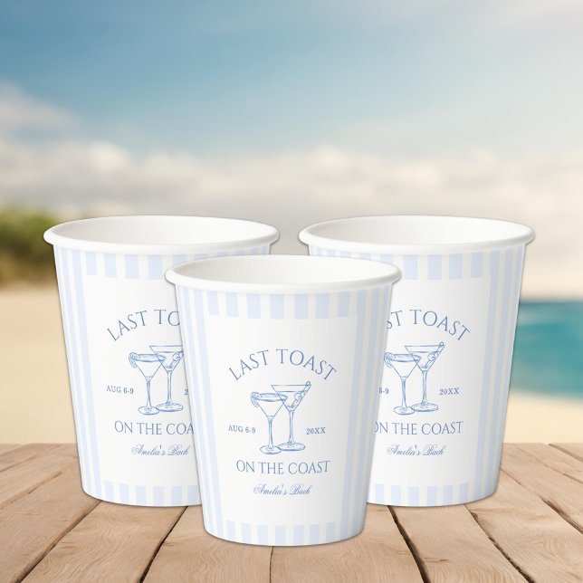 Last Toast on the Coast Beach Bachelorette Paper Cups (Creator Uploaded)