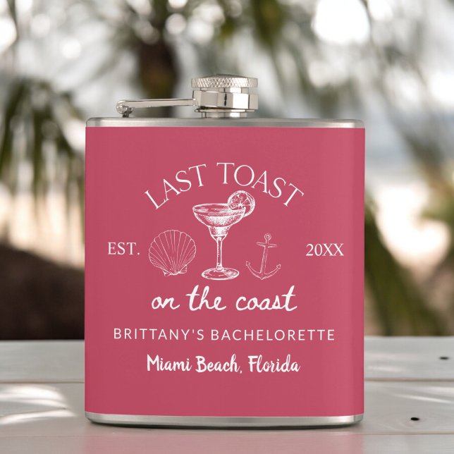 Last Toast On The Coast Beach Bachelorette Party Hip Flask (Creator Uploaded)