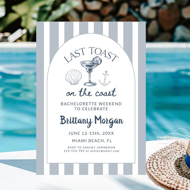Last Toast On The Coast Beach Bachelorette Party Invitation (Creator Uploaded)