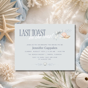 Last Toast on the Coast Beach Bachelorette Party Invitation