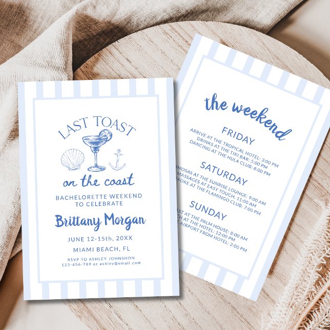 Last Toast On The Coast Beach Bachelorette Party Invitation (Creator Uploaded)