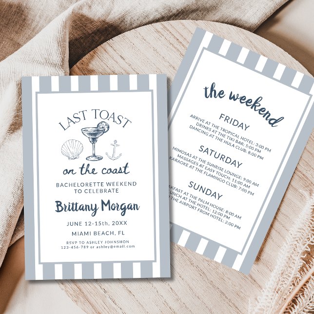 Last Toast On The Coast Beach Bachelorette Party Invitation (Creator Uploaded)
