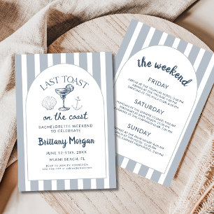 Last Toast On The Coast Beach Bachelorette Party Invitation