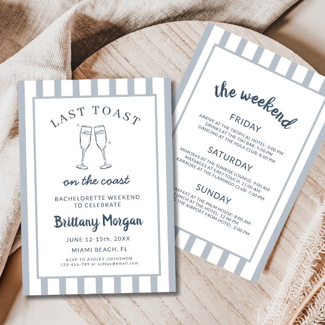 Last Toast On The Coast Beach Bachelorette Party Invitation (Creator Uploaded)
