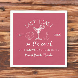 Last Toast On The Coast Beach Bachelorette Party Napkin