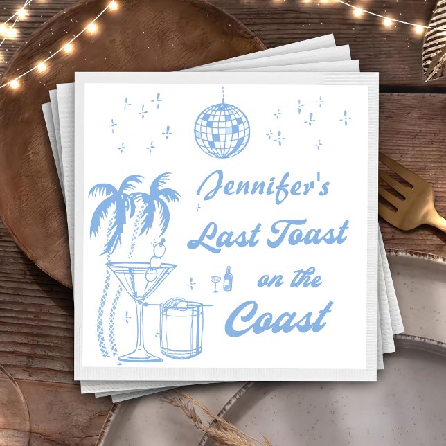 Last Toast on the Coast Beach Bachelorette Party Napkin (Creator Uploaded)