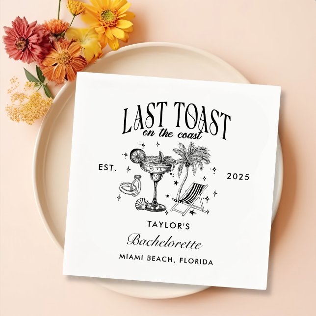Last Toast On The Coast Beach Bachelorette Party Napkin (Creator Uploaded)