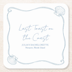 Last Toast on the Coast Beach Bachelorette Party Square Paper Coaster