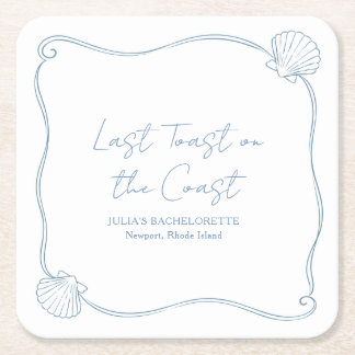 Last Toast on the Coast Beach Bachelorette Party Square Paper Coaster
