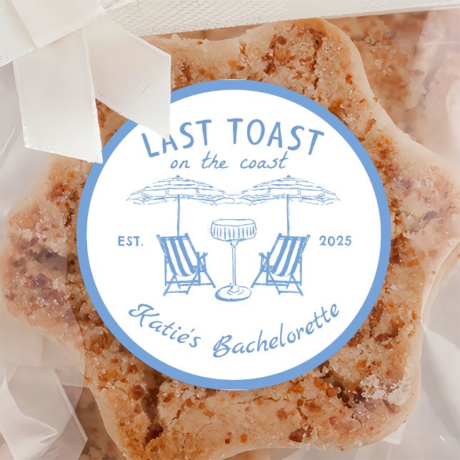 Last toast on the Coast Beach Bachelorette Sticker (Creator Uploaded)