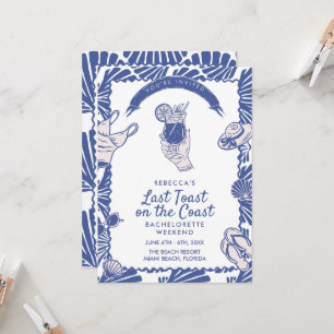 Last Toast on the Coast Beach Bachelorette Weekend Invitation