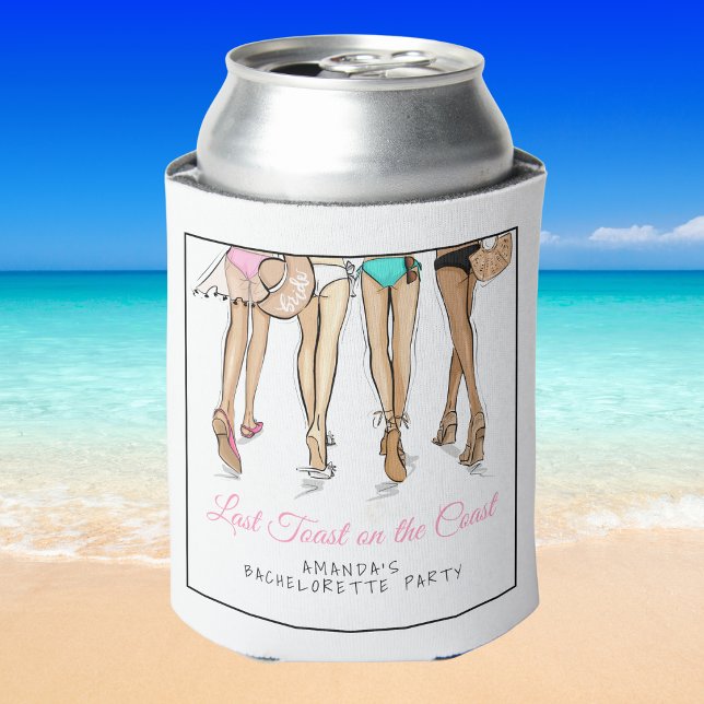 Last Toast on the Coast Beach Bikini Bachelorette Can Cooler (Creator Uploaded)