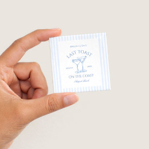 Last Toast on the Coast Beach Blue Bachelorette 15 Cm Square Badge