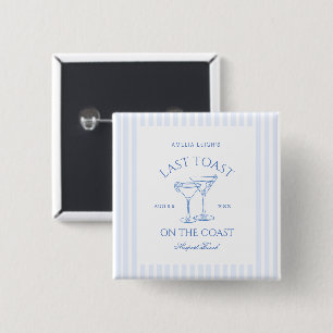 Last Toast on the Coast Beach Blue Bachelorette 15 Cm Square Badge